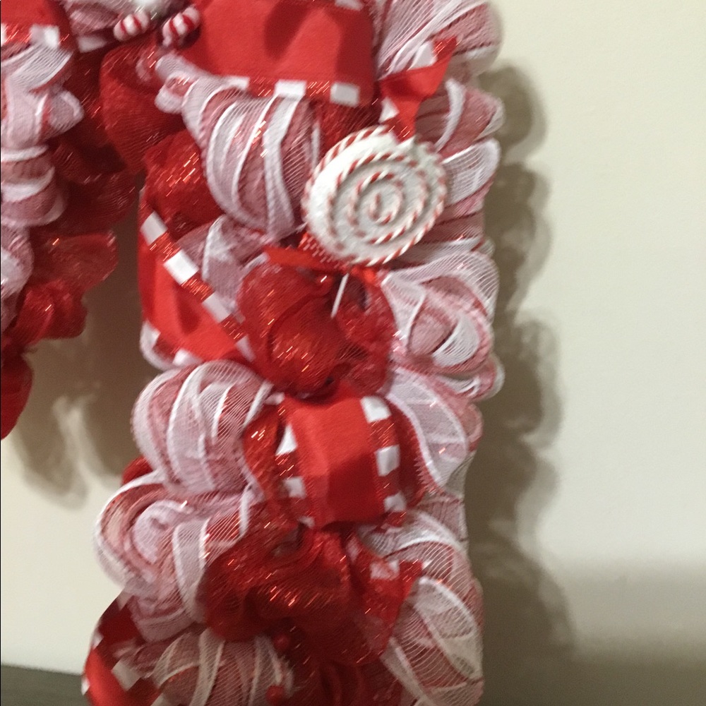 Handmade Christmas Candy Cane Wreath - Picture 2 of 4